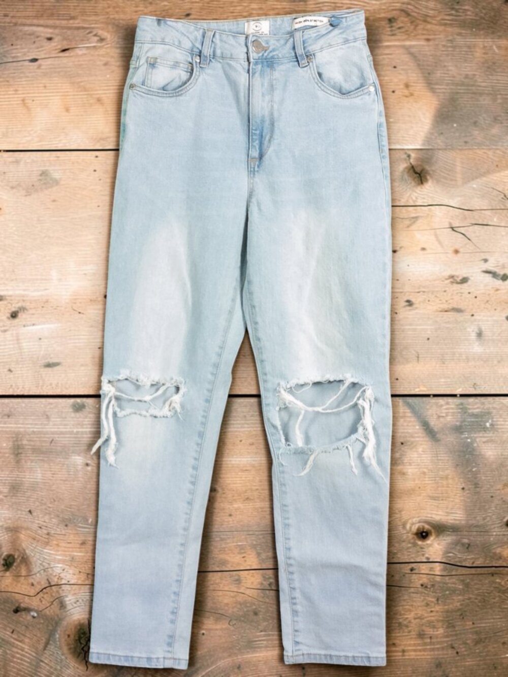 Cotton:On High 90s Stretch Mom Jeans Light Wash Blue Size 6
